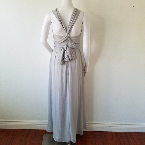 BIRDY Grey Christina Convertible Tullie Silver Maxi Prom Dress Women's Size XS - Picture 7 of 14